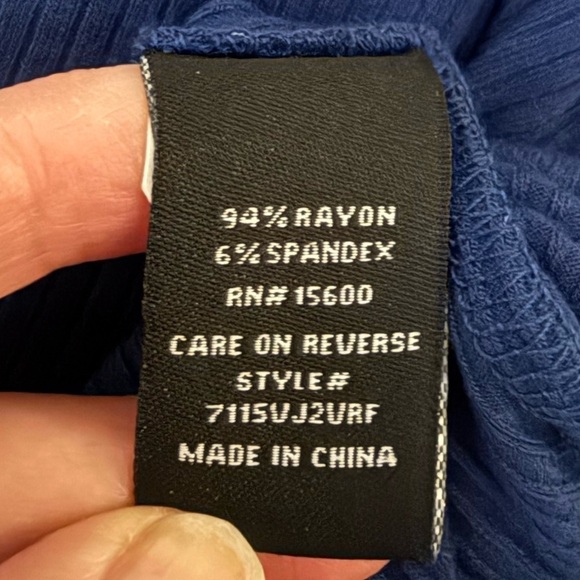 Violet & Roses Blue Ribbed Long Sleeve Bodysuit 1X - Picture 11 of 12